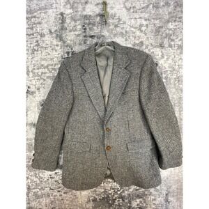 Vtg Sheplers Harris Tweed Western Blazer Men 42R Grey Wool Rockabilly Sport Coat